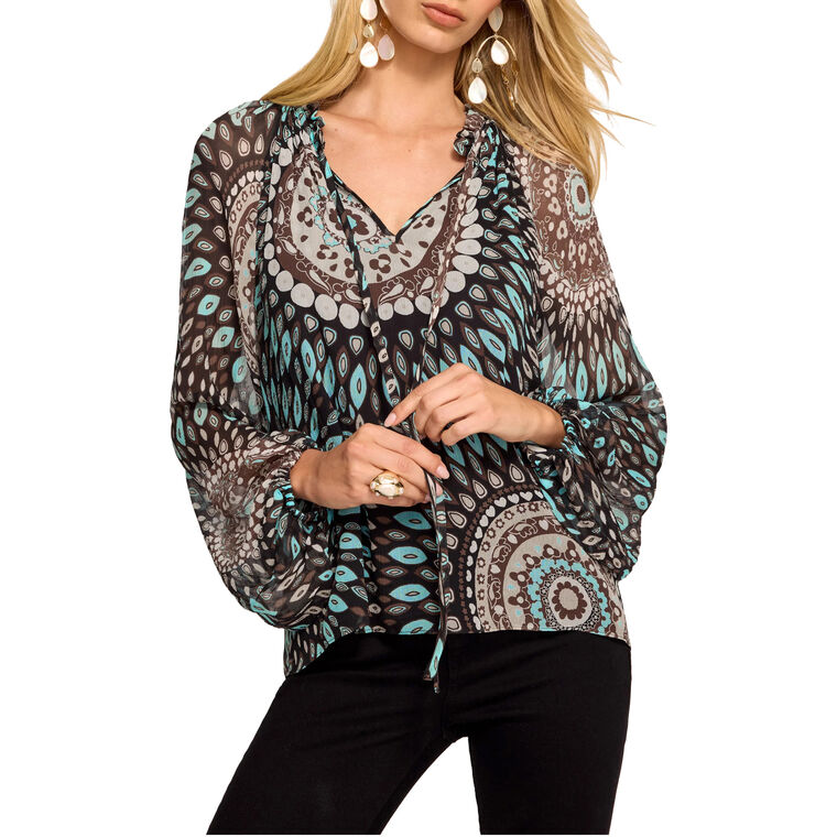 Maisy V-Neck Balloon Sleeve Top image number null