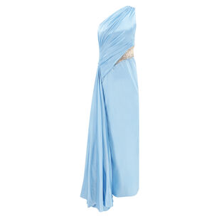 One Shoulder Embellished Satin Gown