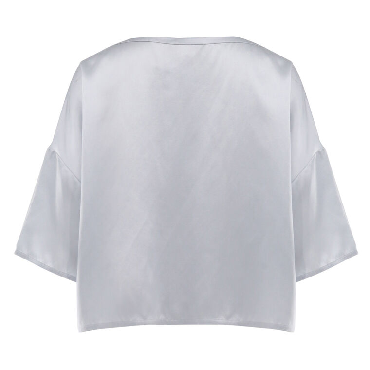 Daria Relaxed Open Crewneck Silk Tee image number null