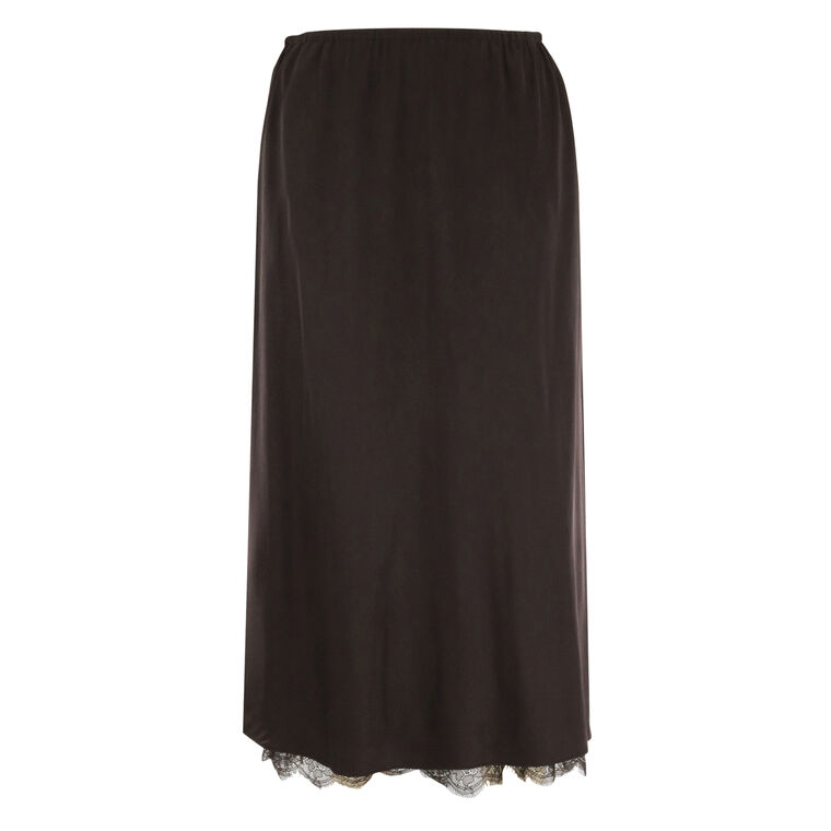 Lace-Trim Satin Slip Skirt image number null