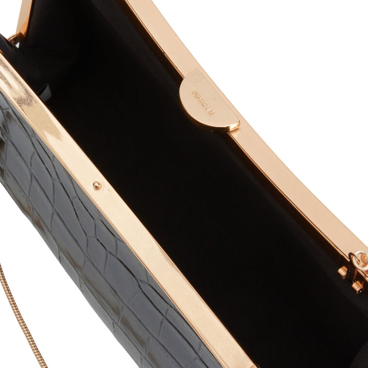 Solange Croc-Embossed Leather Clutch image number null