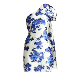 Floral Ikat Print Shoulder Bow Dress