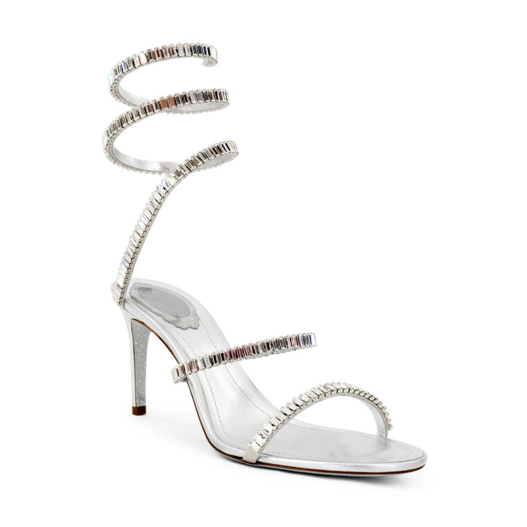 Cleo Spark 80mm Emerald Cut Crystal Wrap Sandal image number null