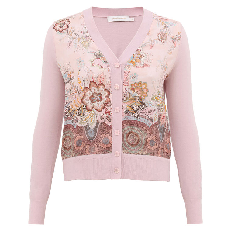 Luna Long Sleeve Printed Wool-Silk Cardigan image number null