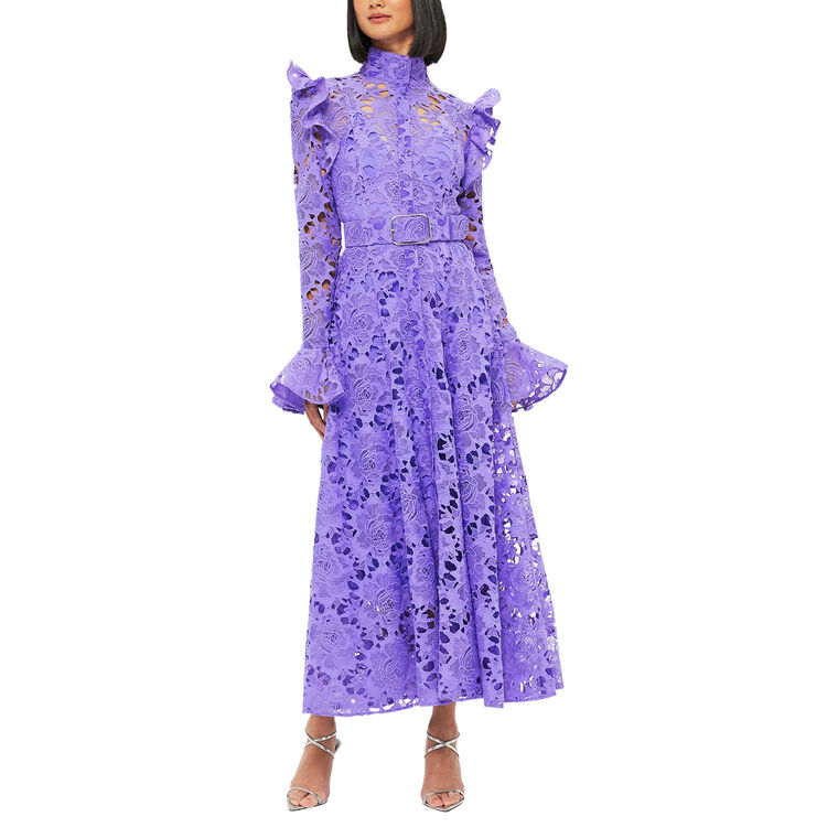Aliyah Lace Butterfly Sleeve Midi Dress image number null