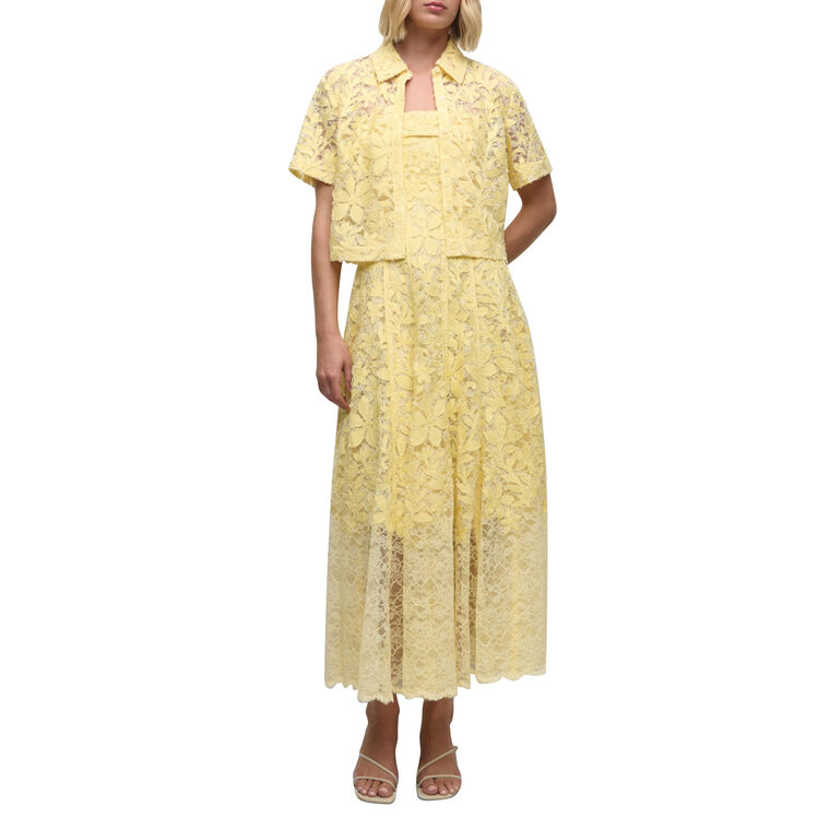Annaelle Short Sleeve Cotton Lace Button-Up Top image number null