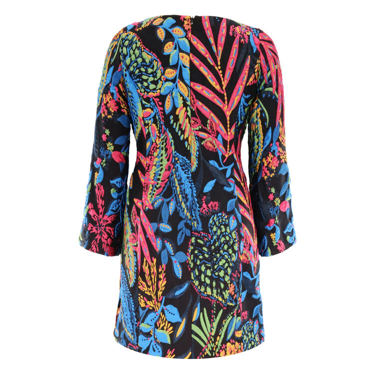 Jungle Jacquard Bell Sleeve Sheath Dress image number null