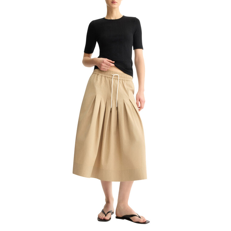 Gates Full Pleated Poplin Midi Skirt image number null