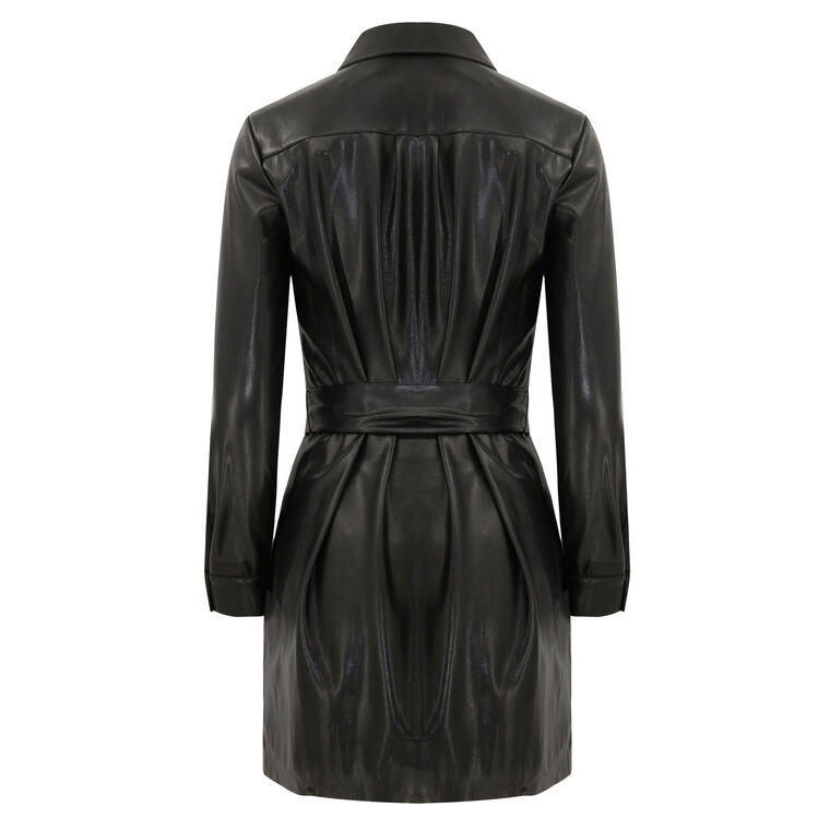 Chassidy Vegan Leather Mini Shirt Dress Chassidy Vegan Leather Mini Shirt Dress