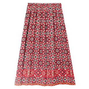 Yana Tile Print Midi Skirt