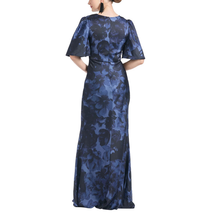 Mae Satin Crepe V-Neck Gown image number null