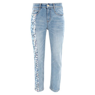Lily Sequin Chenille Paneled Ankle Jean