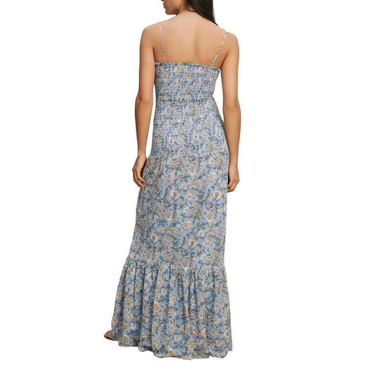 Clem Sleeveless Floral Chiffon Shirred Maxi Dress image number null