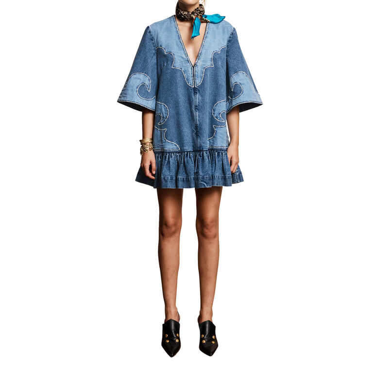 Jesse Denim Applique Mini Dress image number null
