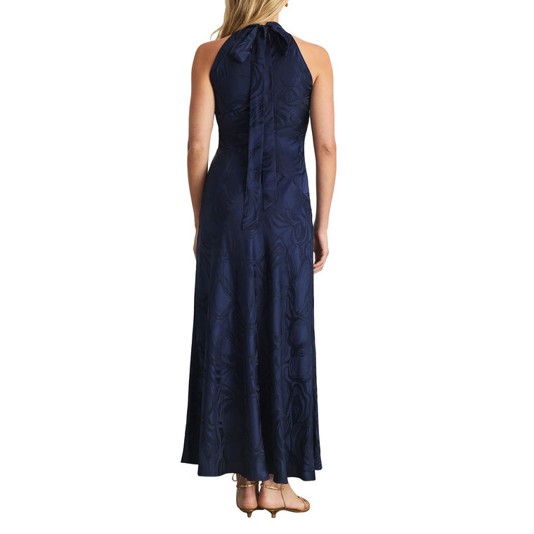 Anais Sleeveless Halterneck Silk Jacquard Maxi Dress image number null