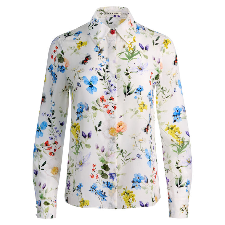 Willa Long Sleeve Silk Placket Blouse image number null