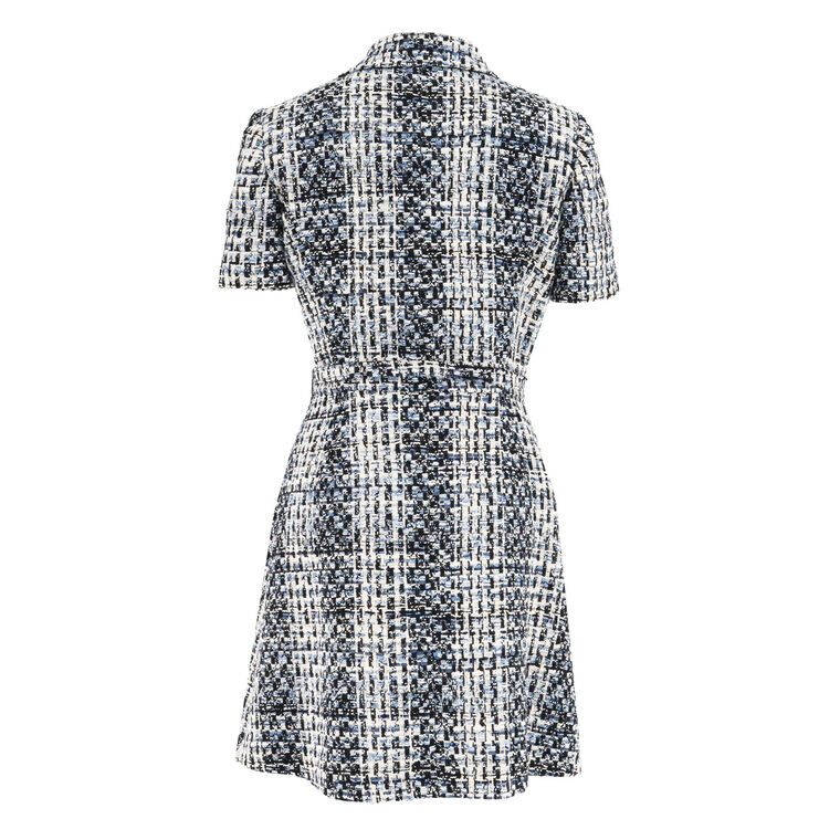 Tweed Belted Mini Shirtdress image number null