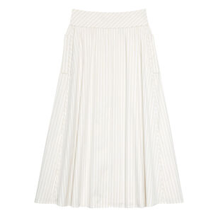 Vented Skirt in Striped Cotton-Blend