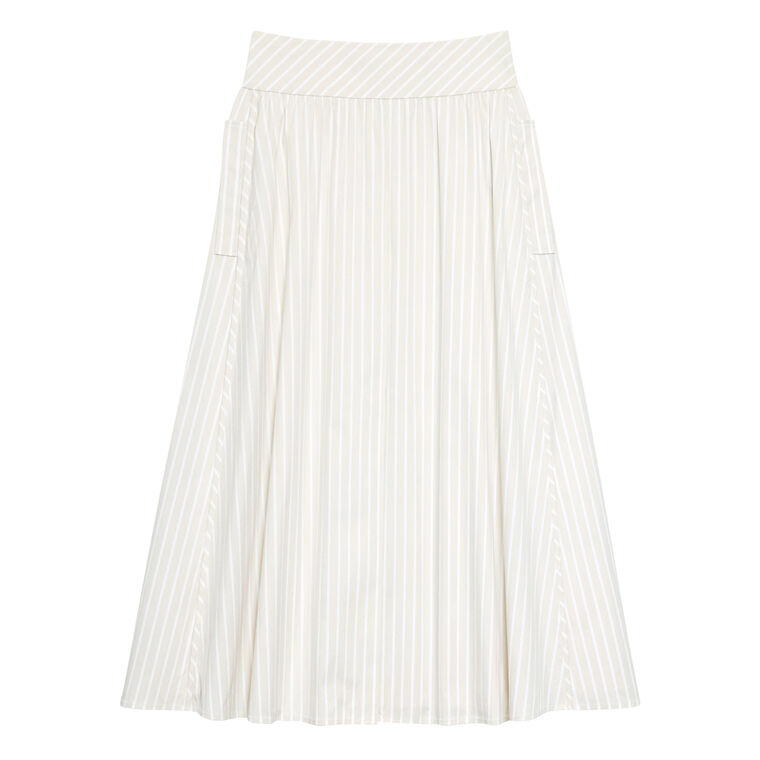 Vented Skirt in Striped Cotton-Blend image number null
