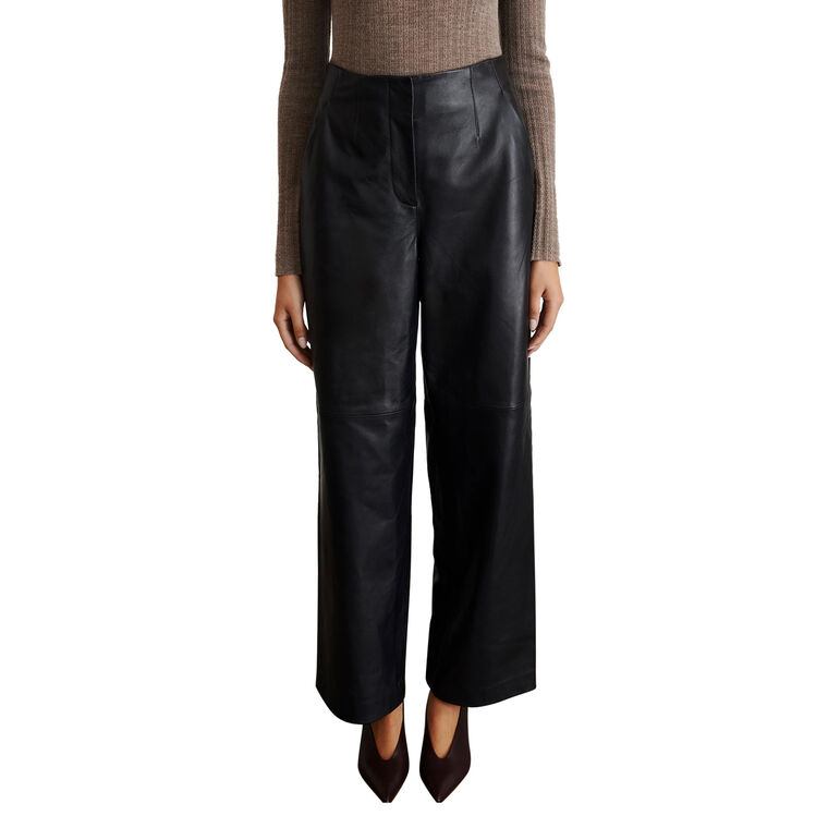 Jackson High Rise Straight-Leg Leather Pant image number null
