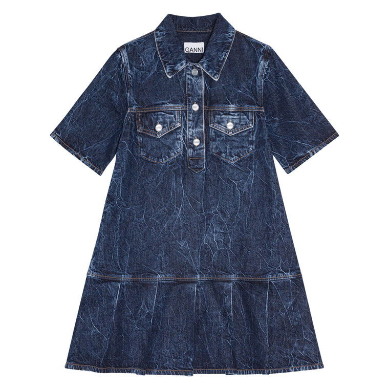 Crinkled Denim Future Mini Dress image number null