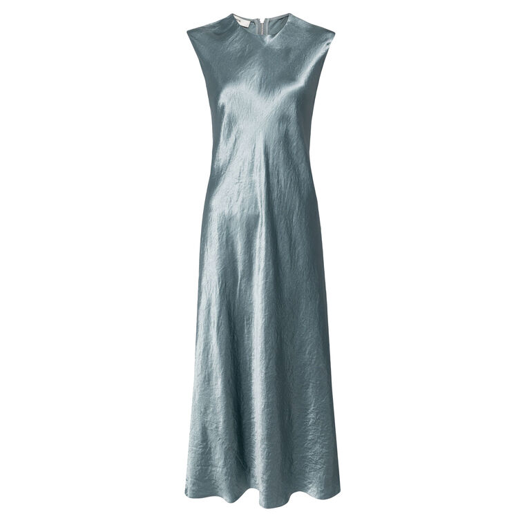 Satin Bias Cap-Sleeve Dress image number null