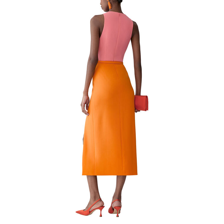 Sleeveless Crewneck Belted Colorblock Midi Dress image number null