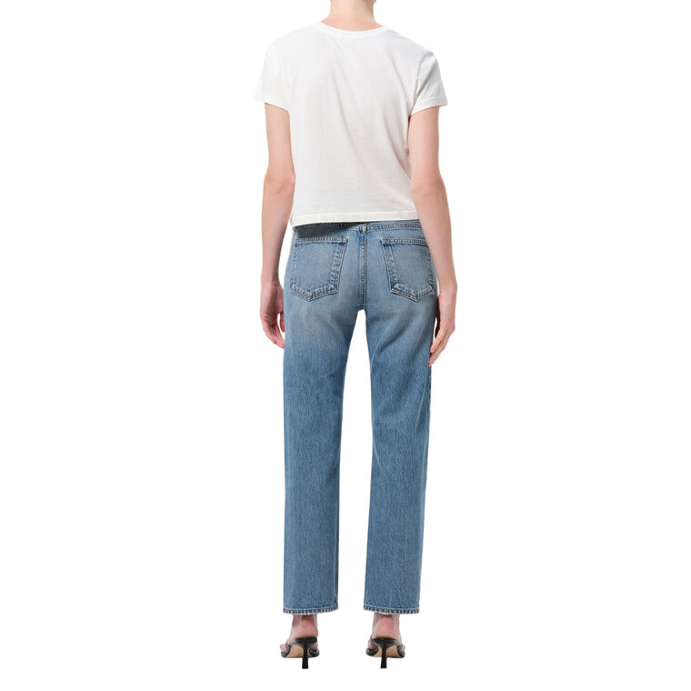 Frayed Waist Low Rise Slim Cropped Jean image number null