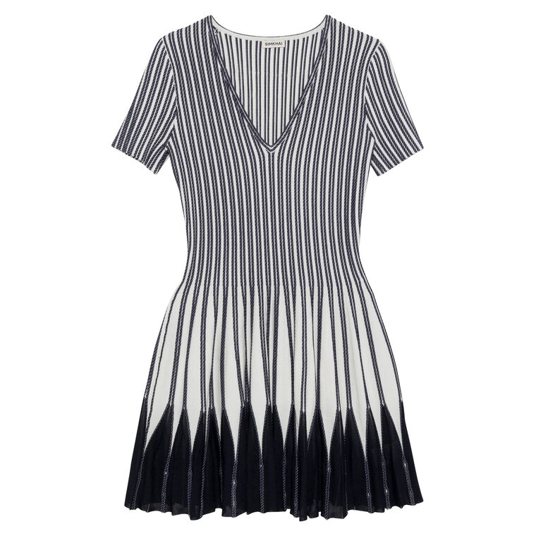 Beckett Short Sleeve V-Neck Knit Mini Dress image number null