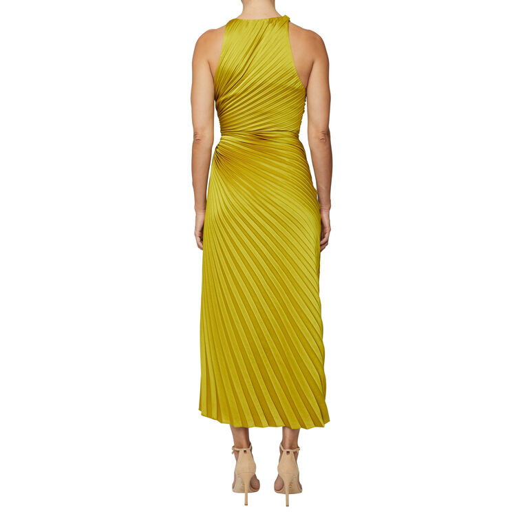 Reagan Sleeveless Satin Pleated Midi Dress image number null