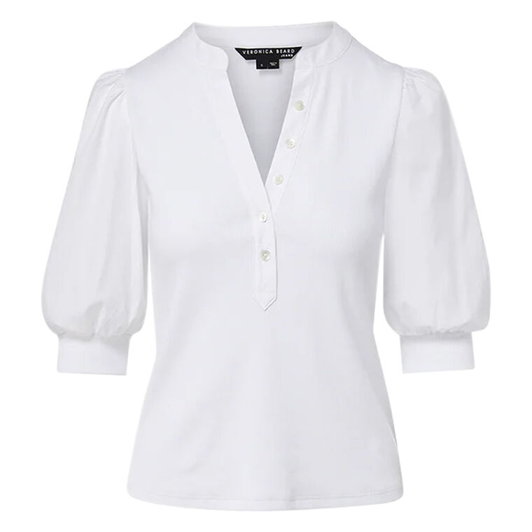 Coralee Ribbed Knit Puff Sleeve Top image number null