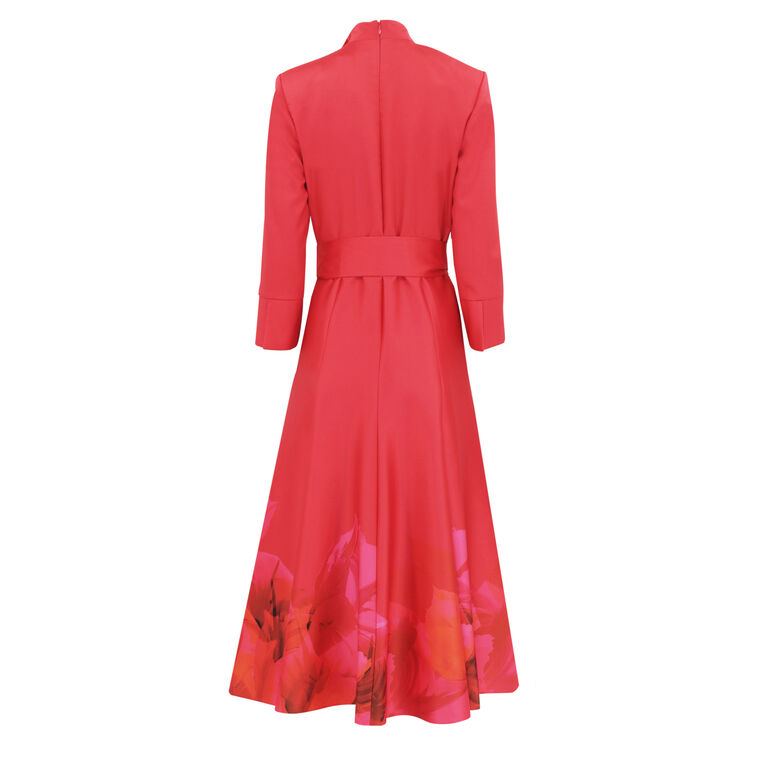 Taffeta Cocktail Dress With Full Skirt And Sash image number null