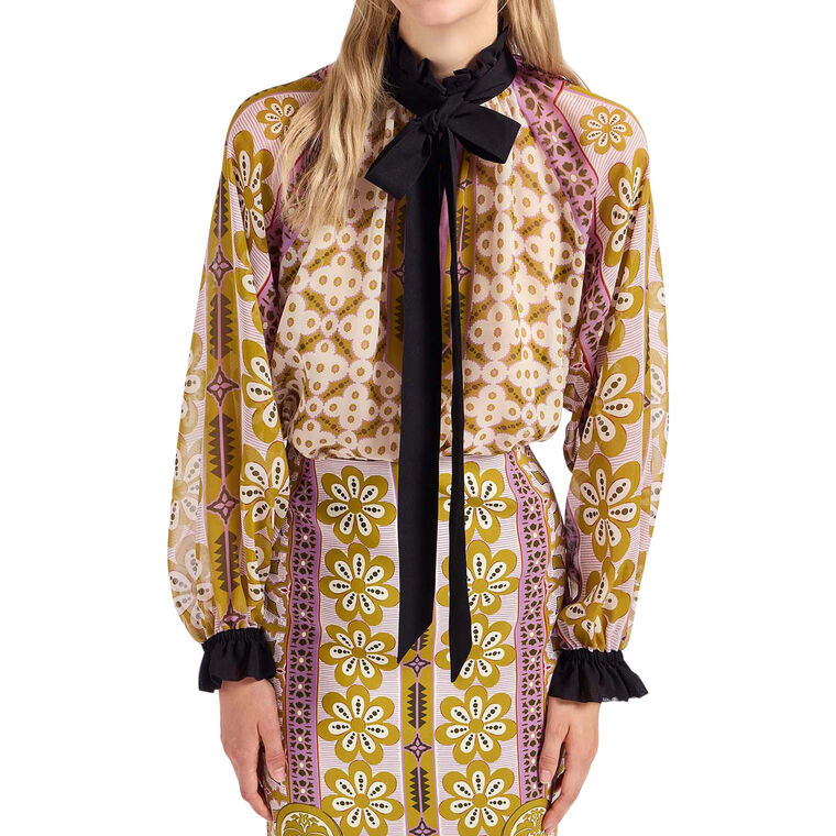 Cerere Long Sleeve Silk Blouse image number null