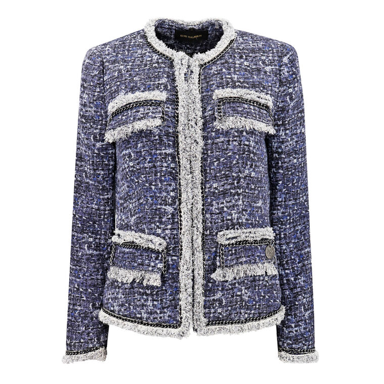 Keaton Chain-Trim Fringed Tweed Jacket image number null