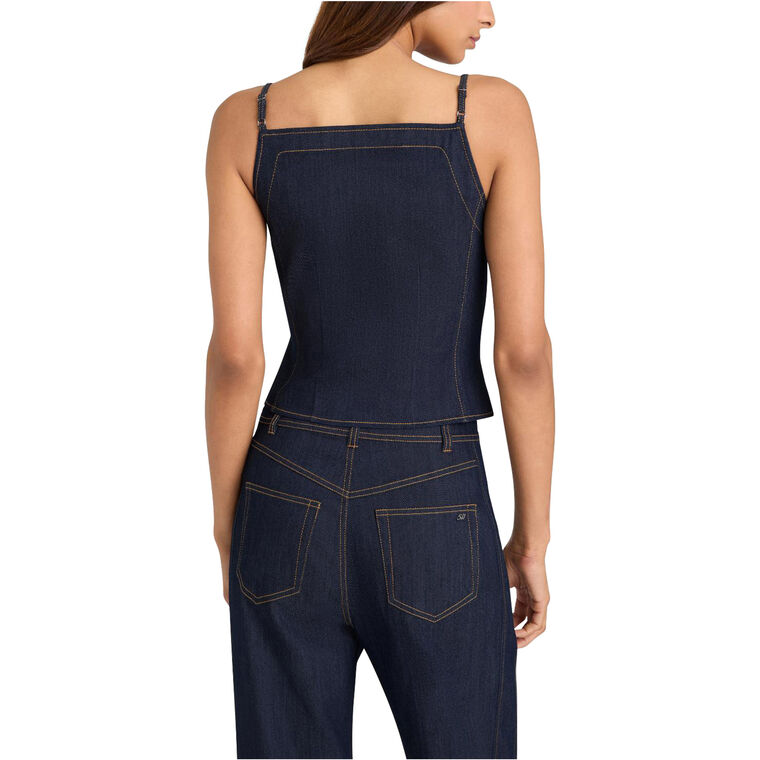 Sloane Sleeveless Button-Front Denim Top image number null