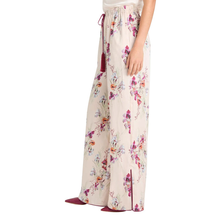 Alba Iris Bouquet Wide-Leg Tie-Waist Pant image number null