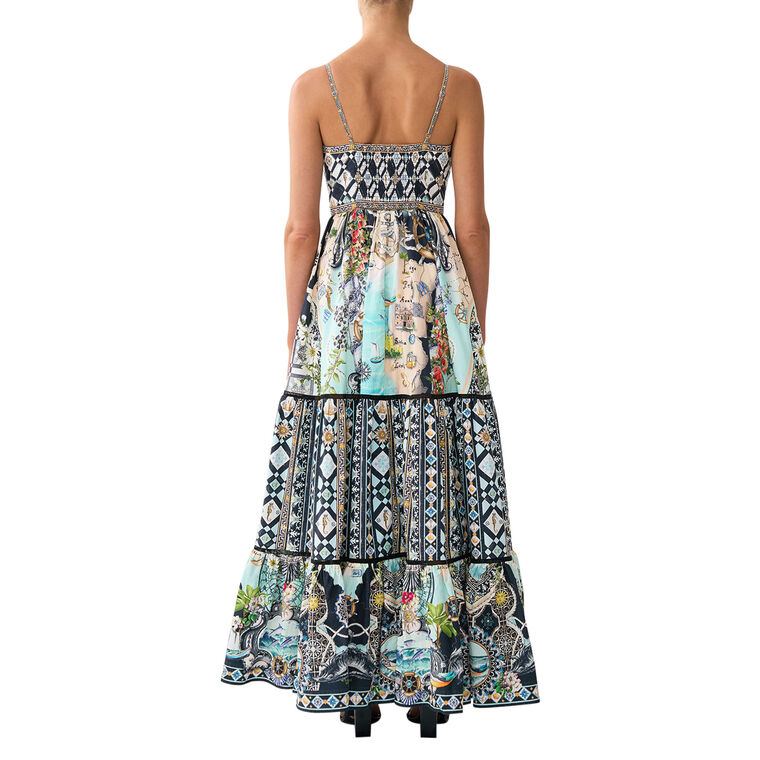 Sleeveless Tiered Bodice Maxi Dress image number null