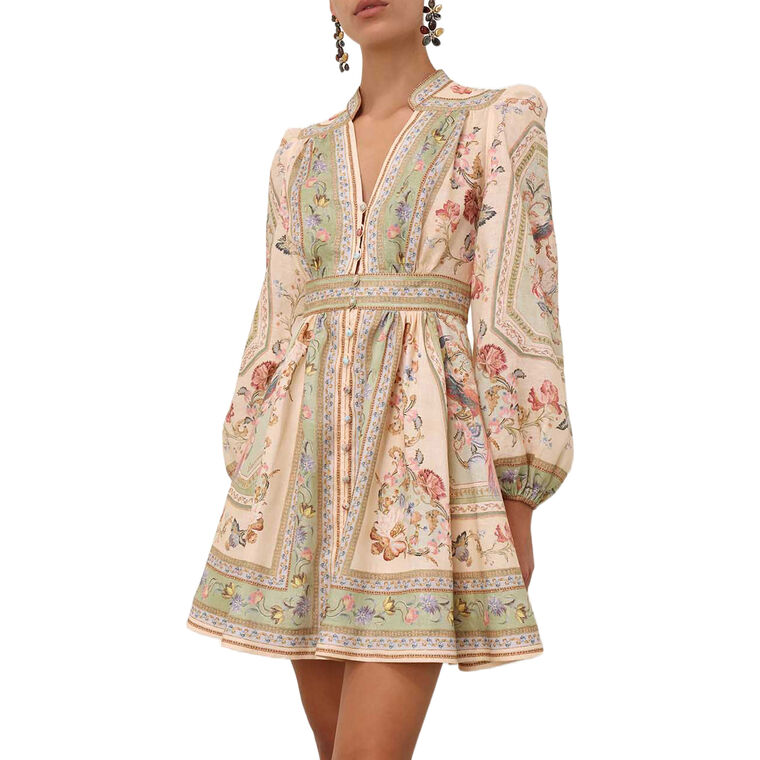 Roselight Long Sleeve Plunge Mini Dress image number null