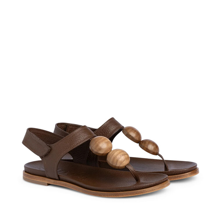 Jovanka Wood Cabochon Flat Thong Sandal image number null