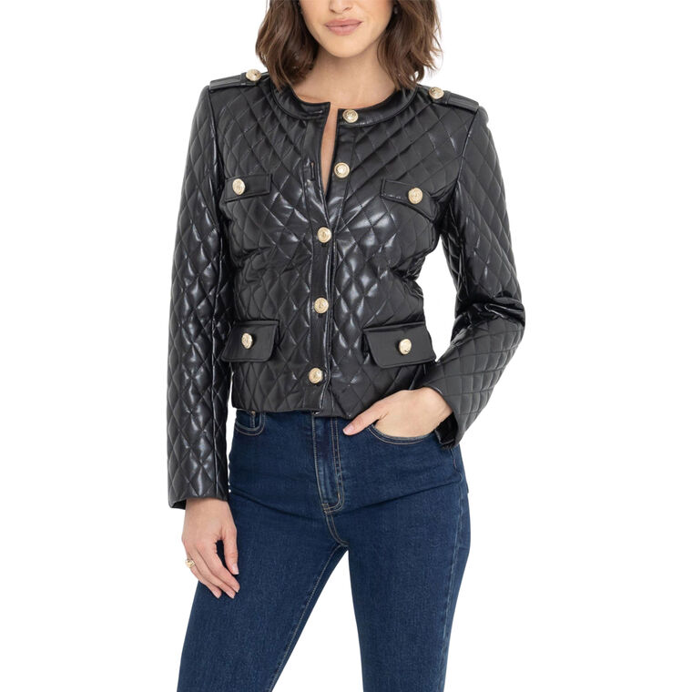 Brevel Quilted Vegan Leather Jacket image number null
