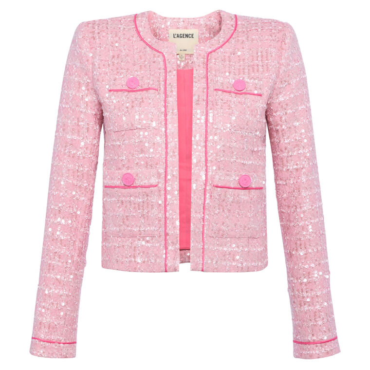 Niko Bracelet Sleeve Sequin Tweed Jacket image number null