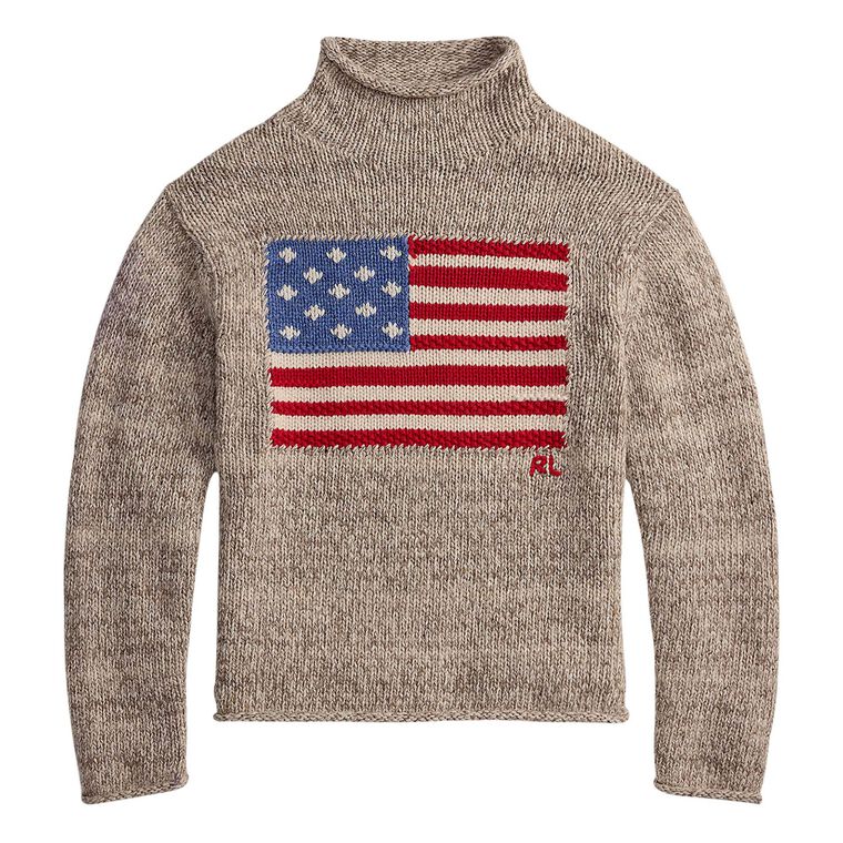 American Flag Long Sleeve Pullover Sweater image number null