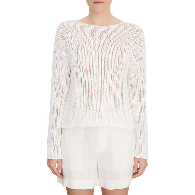 Long Sleeve Italian Coated Cotton Pullover Sweater image number null