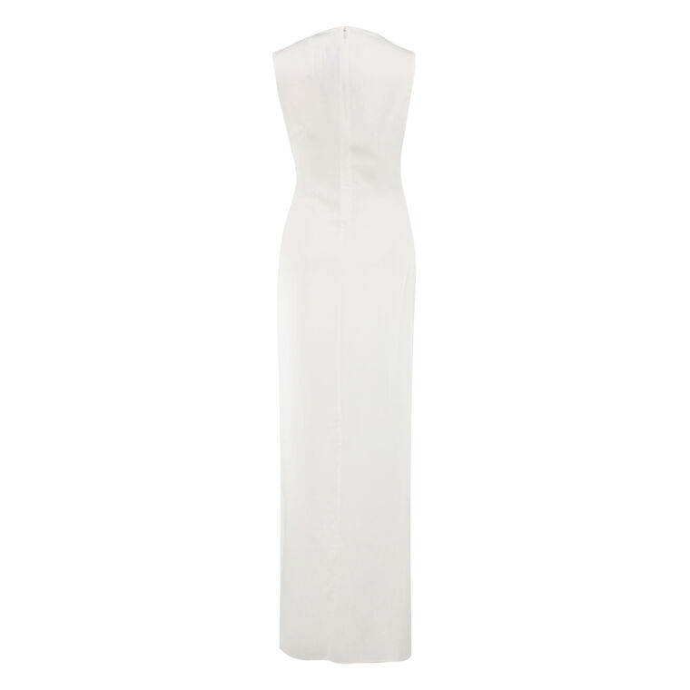 Sleeveless Lightweight Satin Gathered Gown image number null