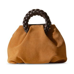 Bombon Medium Plaited-Handle Suede Handbag