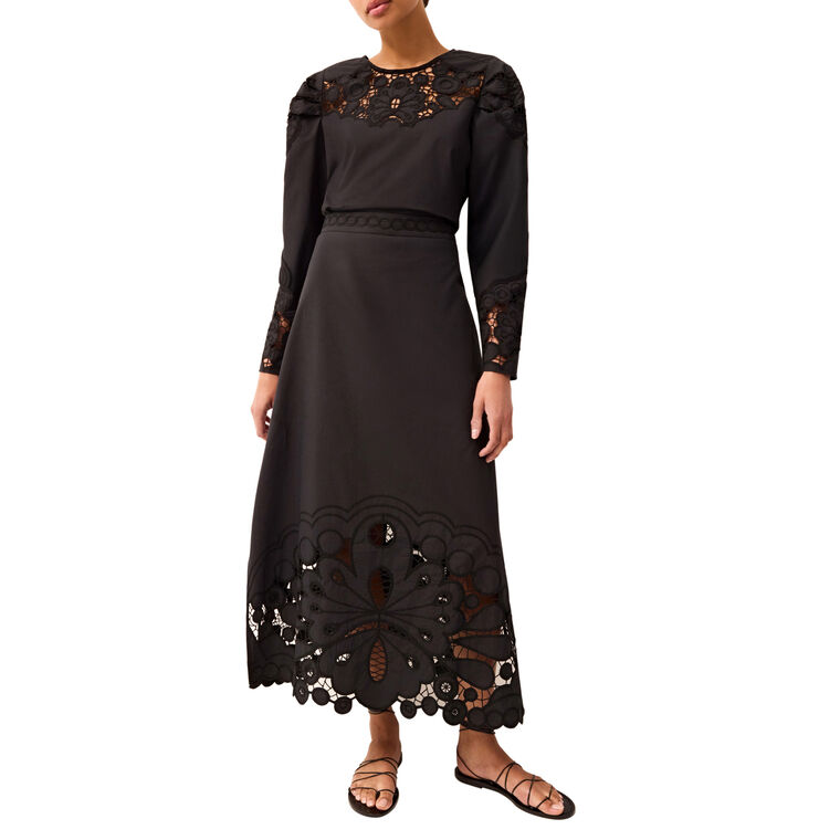 Eugenia Embroidered Lace Midi Skirt image number null