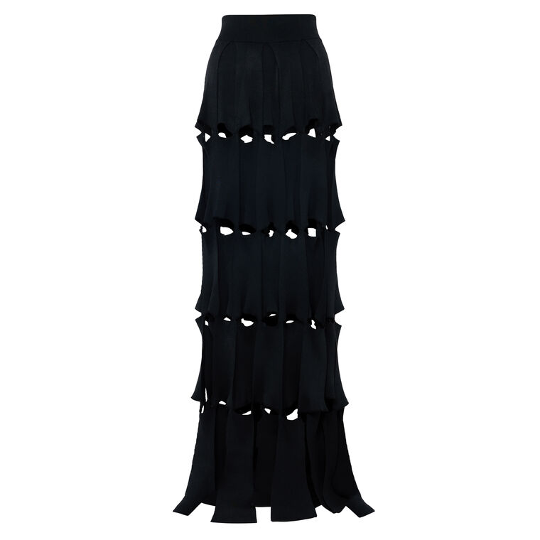 Laser-Cut Panelled Maxi Skirt image number null