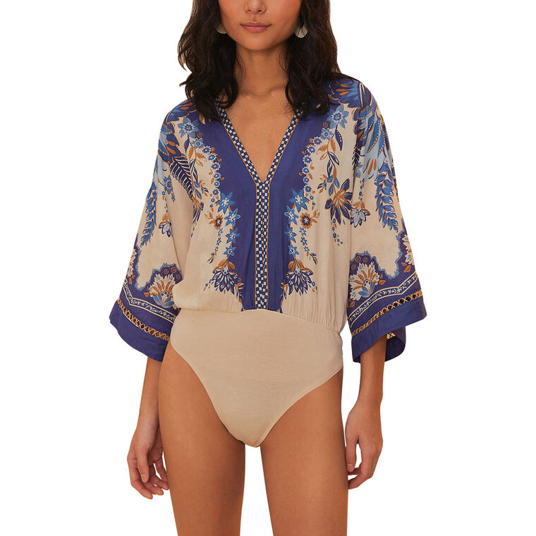Ana Tapestry Kimono-Sleeve Bodysuit image number null