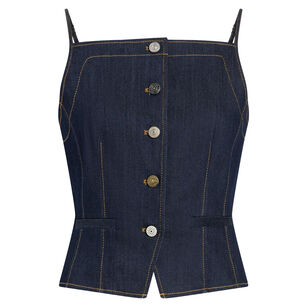 Sloane Sleeveless Button-Front Denim Top