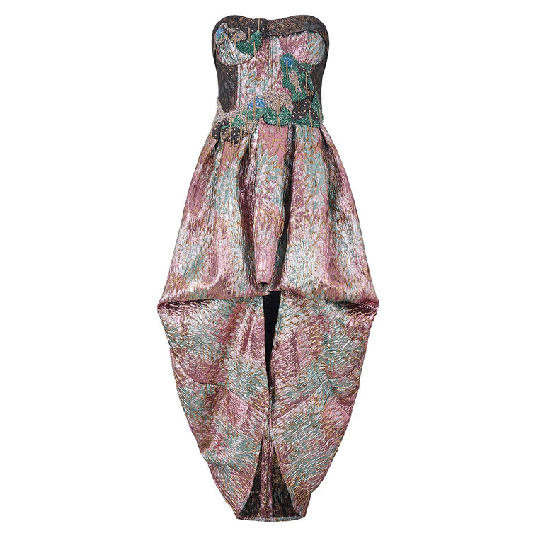 Elowen Strapless Bustier Jaquard Midi Dress image number null
